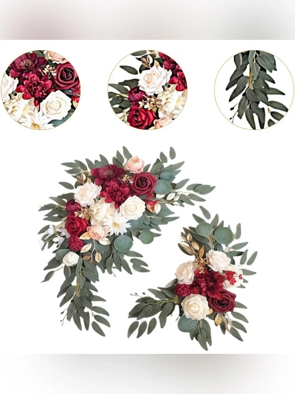 Elegant Wedding Sign Flower Swags - Set of 2